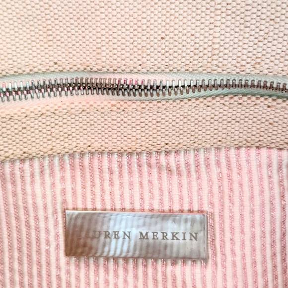 Rare Lauren Merkin Canvas & Snakeskin Envelope Clutch w/Wrist Strap - Picture 4 of 7